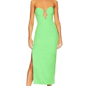 Neon green strapless dress